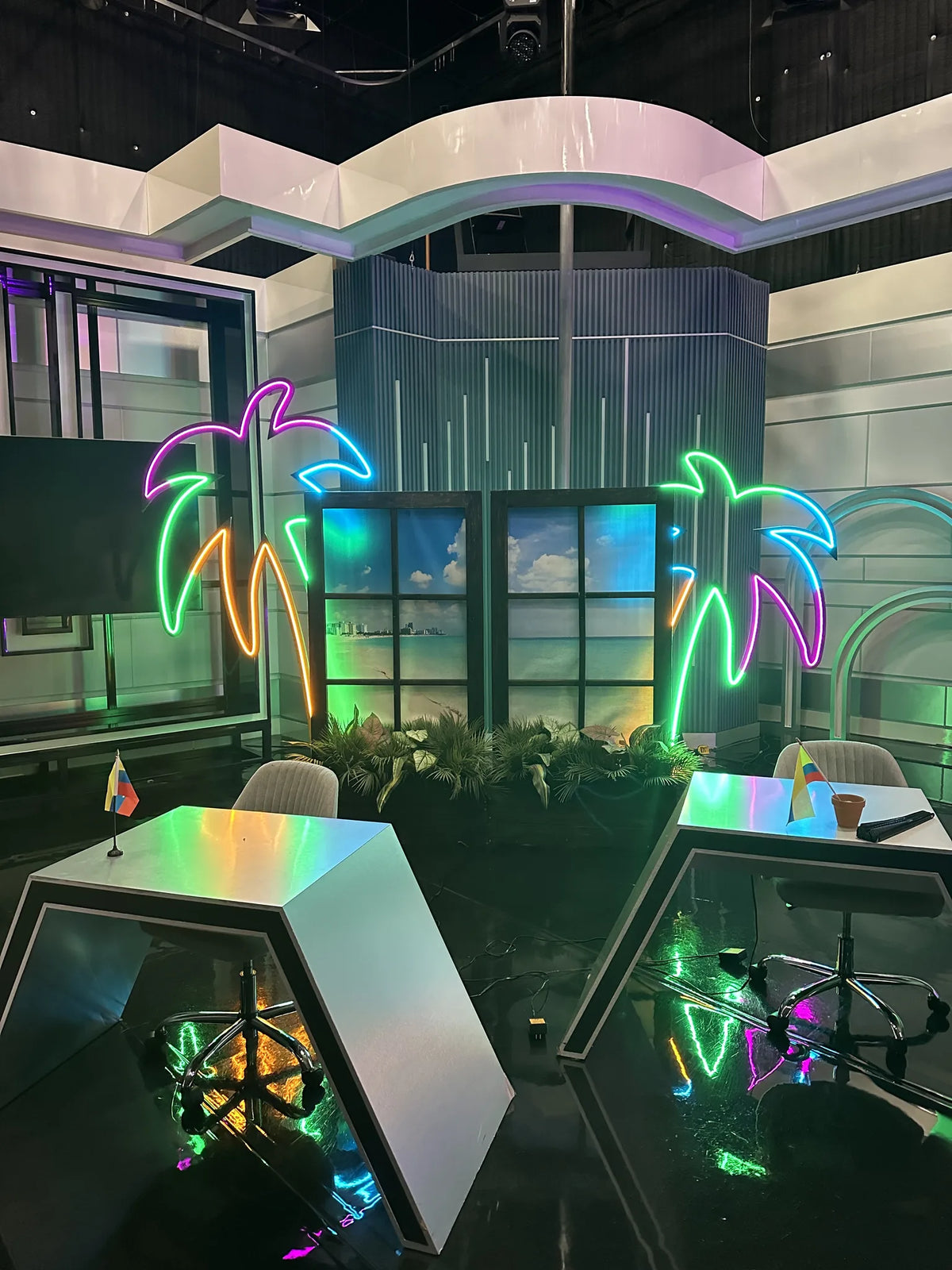 Neon-lit experiential booth for a live event