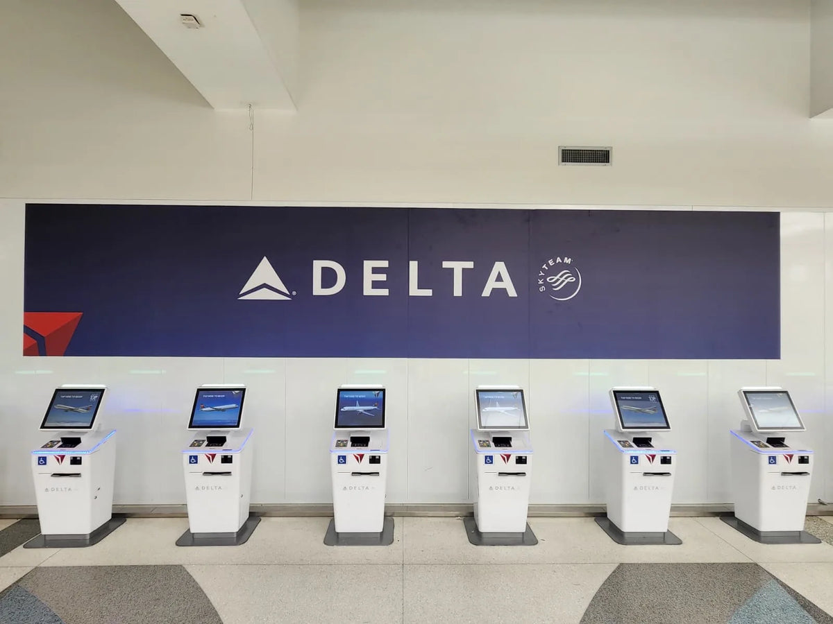 Delta check-in environment with branded wall graphics