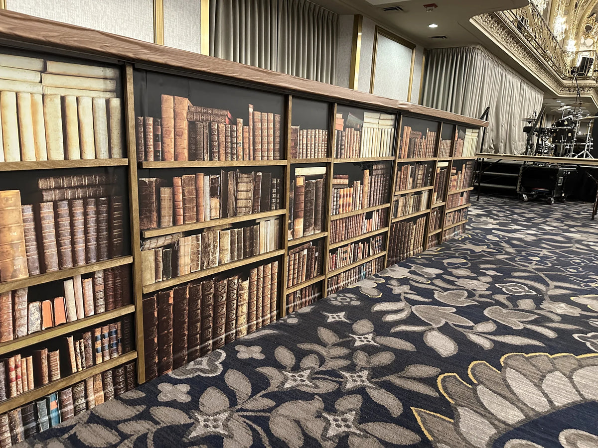 Vintage library scenic wall installed in a hospitality venue